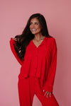 Loose Button Up Pajama Top