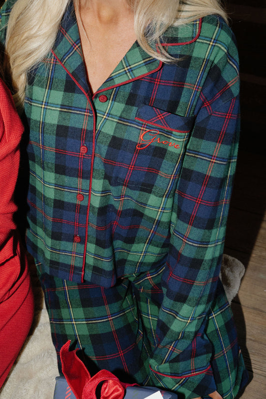 Flannel Button Up Pajama Top