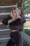 Velour Zip Up Hoodie