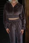 Velour Zip Up Hoodie